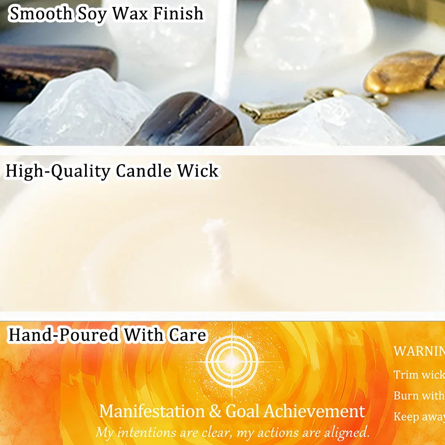 Cinnamon & Sandalwood Goal-Setting Candle — Crystal Meditation Candle