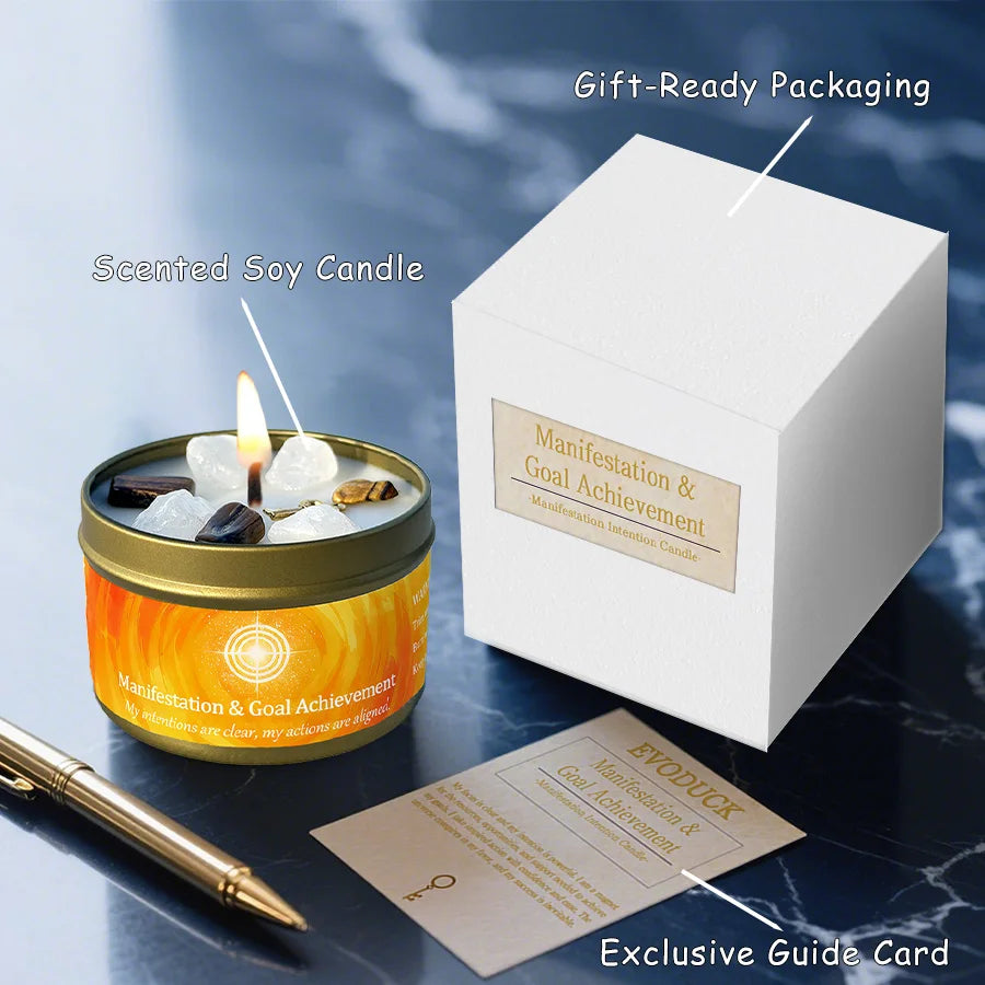 Cinnamon & Sandalwood Goal-Setting Candle — Crystal Meditation Candle