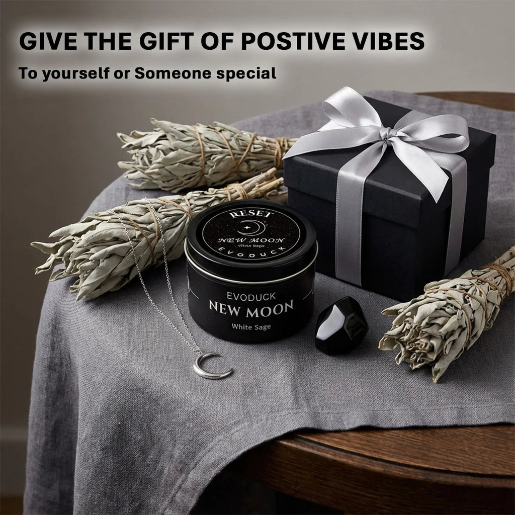 New Moon Manifestation Candle — White Sage & Law of Attraction