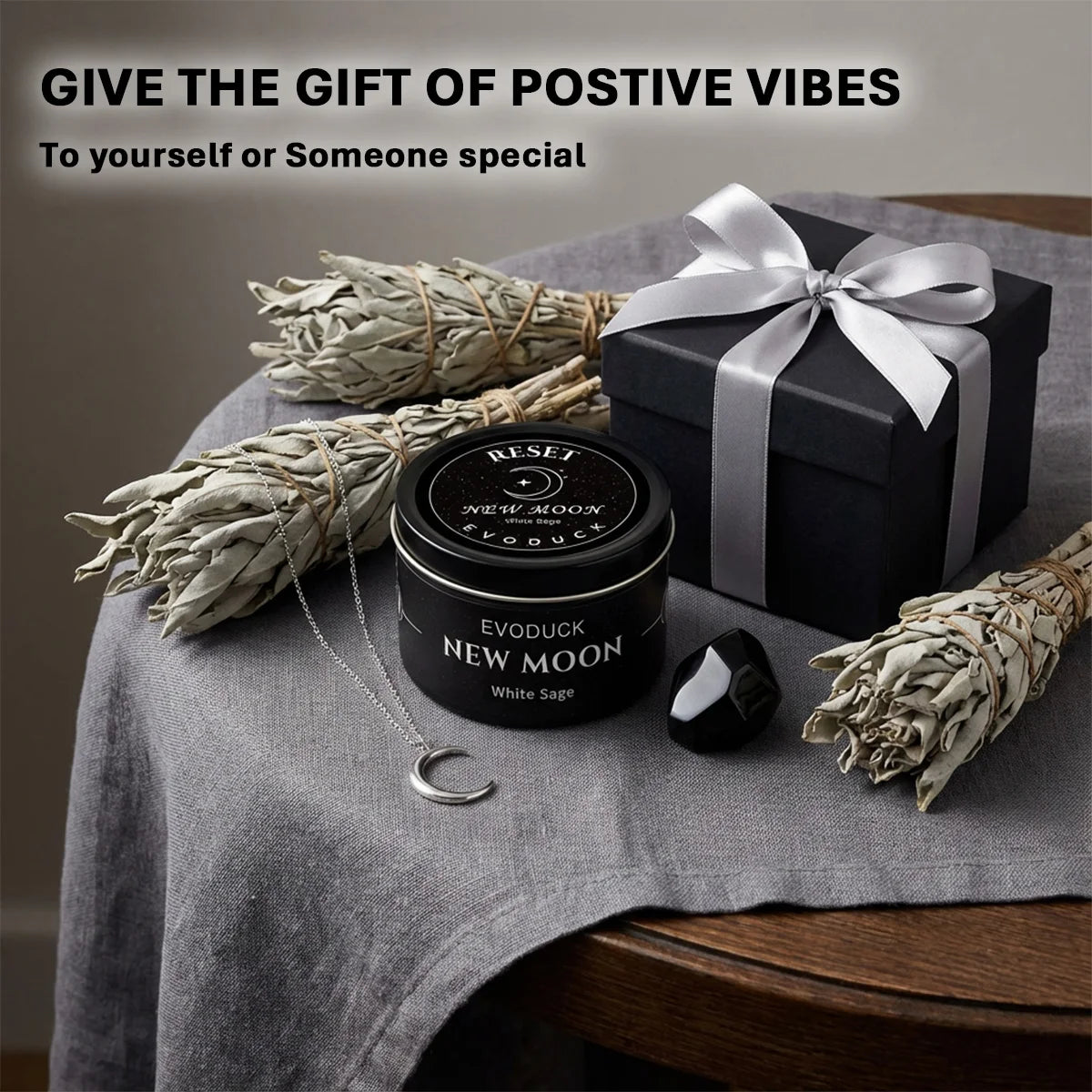 New Moon Manifestation Candle — White Sage & Law of Attraction