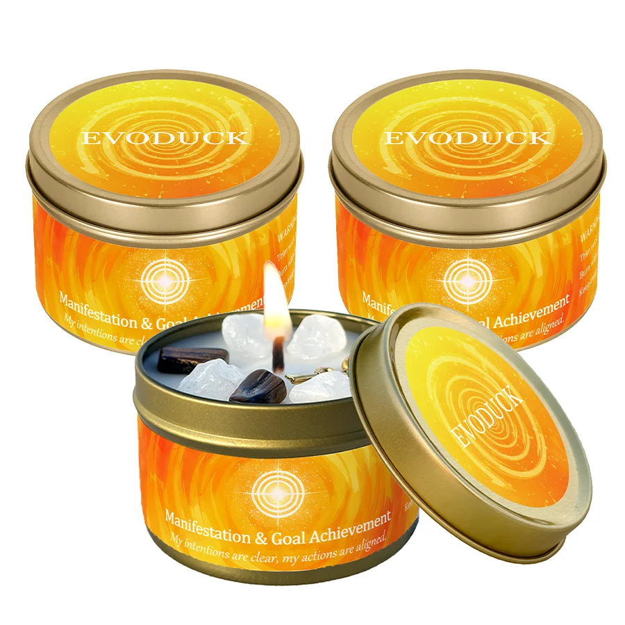 Cinnamon & Sandalwood Goal-Setting Candle — Crystal Meditation Candle
