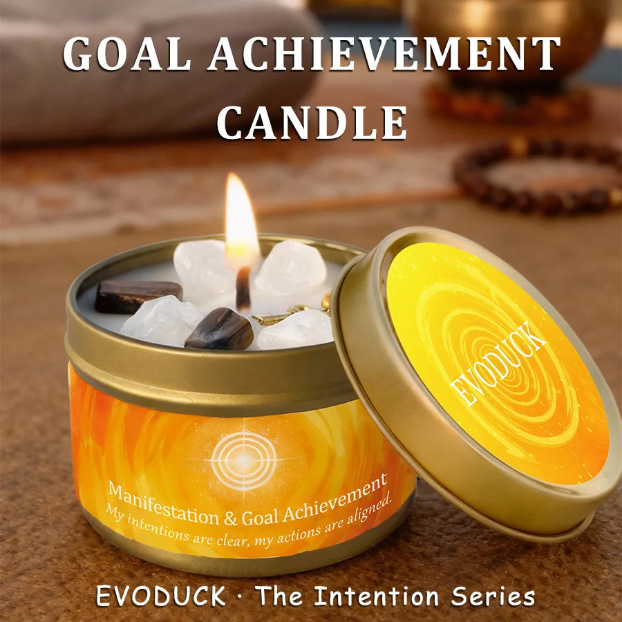 Cinnamon & Sandalwood Goal-Setting Candle — Crystal Meditation Candle
