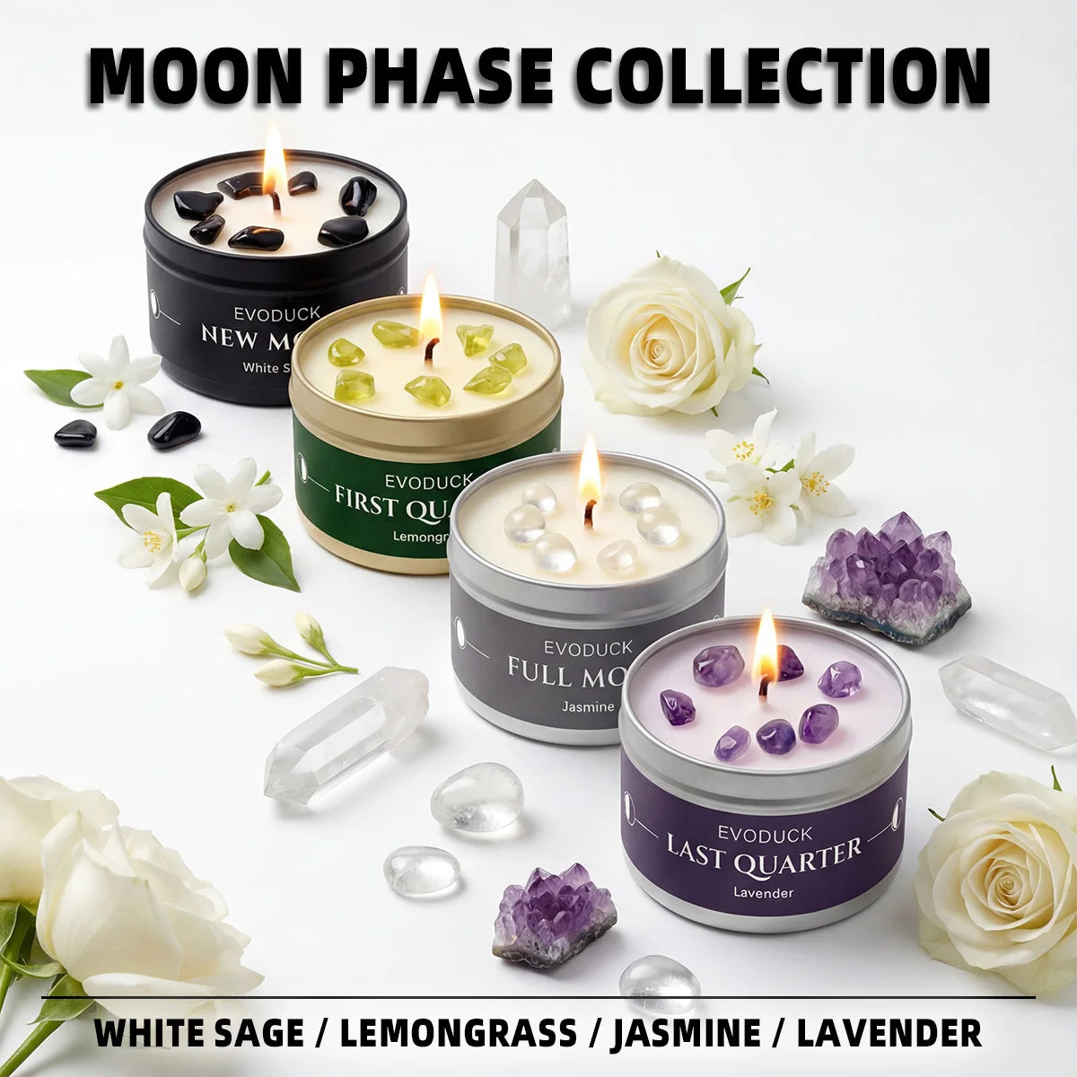 New Moon Manifestation Candle — White Sage & Law of Attraction