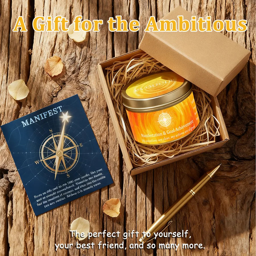 Cinnamon & Sandalwood Goal-Setting Candle — Crystal Meditation Candle