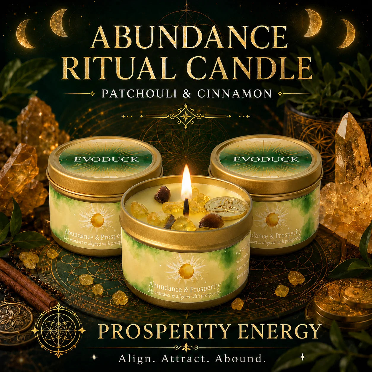 Patchouli & Cinnamon Abundance Candle — Crystal Aromatherapy