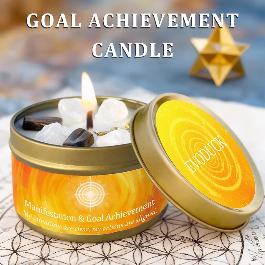 Cinnamon & Sandalwood Goal-Setting Candle — Crystal Meditation Candle