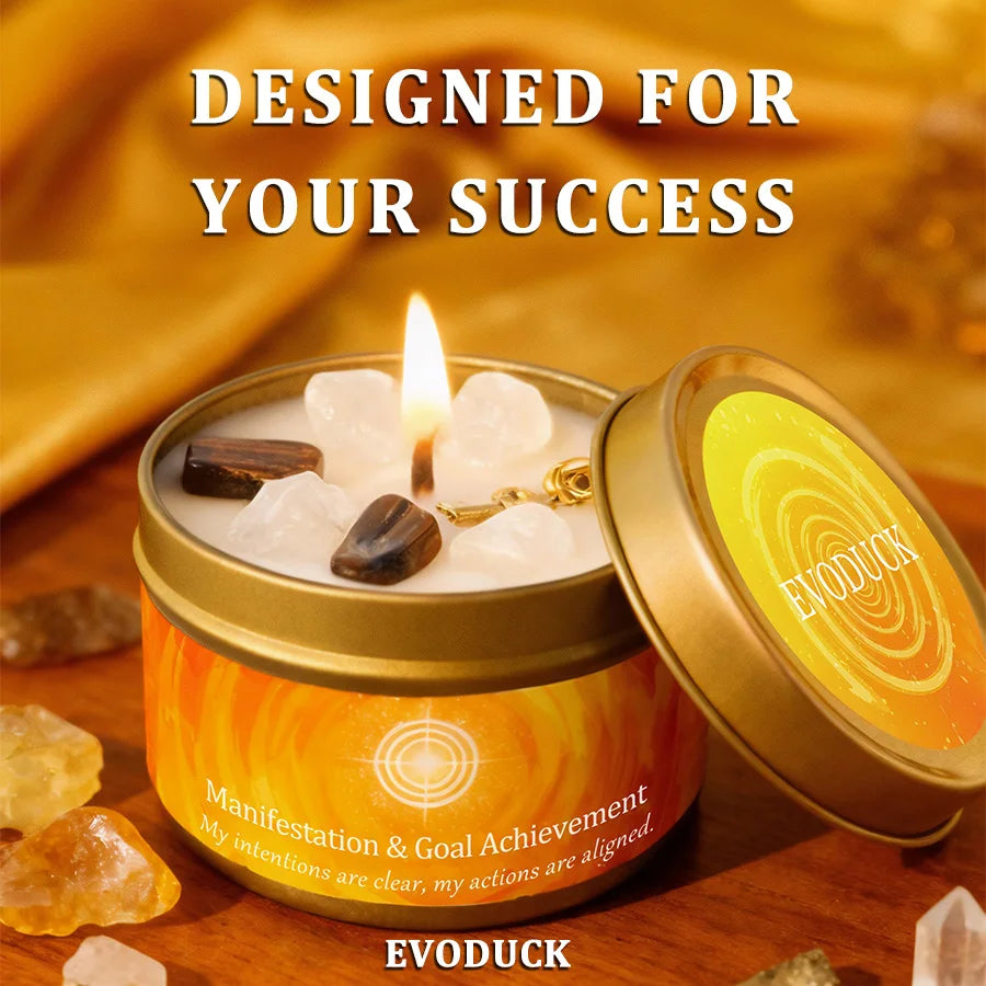 Cinnamon & Sandalwood Goal-Setting Candle — Crystal Meditation Candle