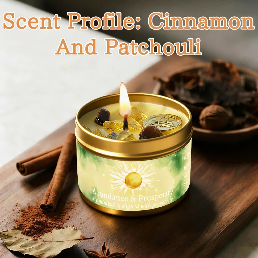 Patchouli & Cinnamon Abundance Candle — Crystal Aromatherapy