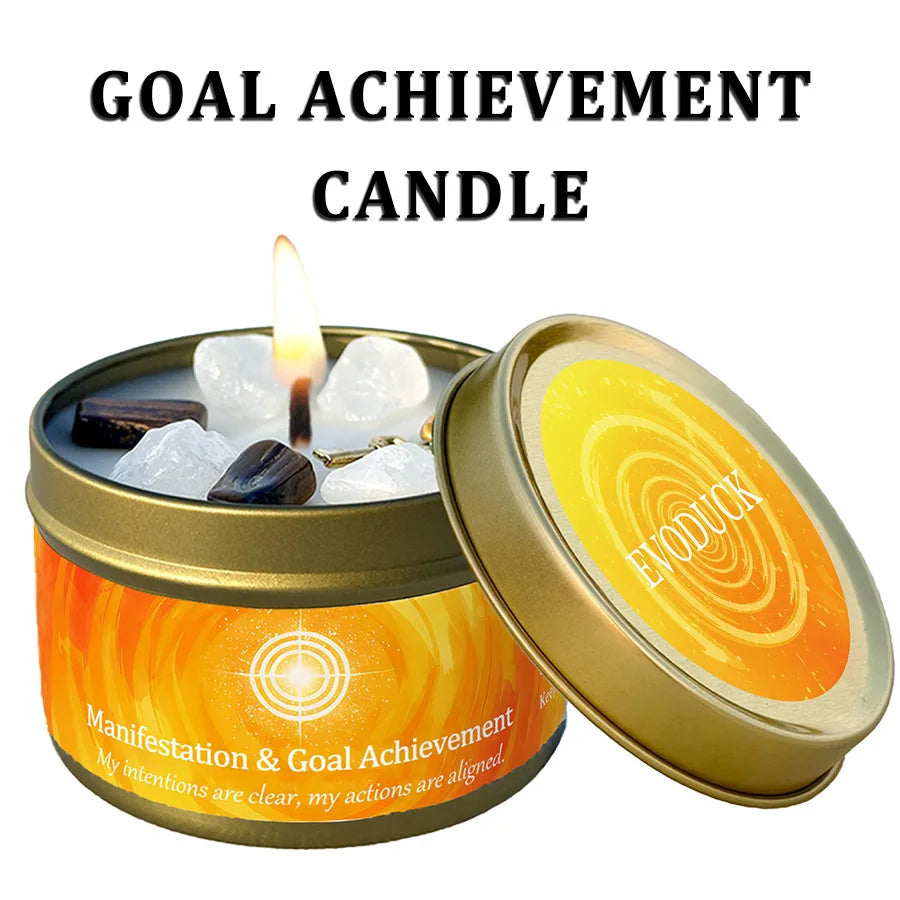Cinnamon & Sandalwood Goal-Setting Candle — Crystal Meditation Candle