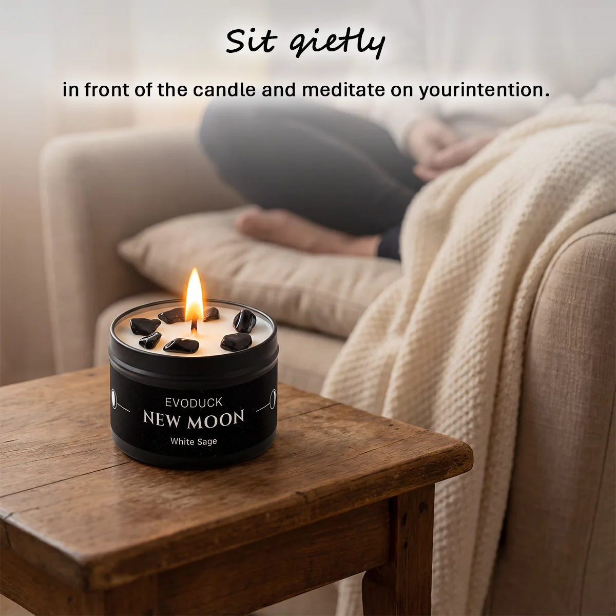 New Moon Manifestation Candle — White Sage & Law of Attraction