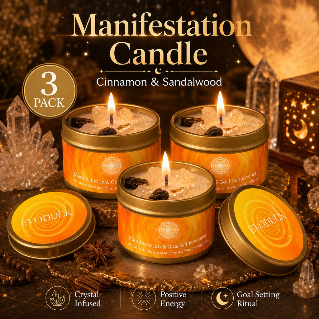Cinnamon & Sandalwood Goal-Setting Candle — Crystal Meditation Candle