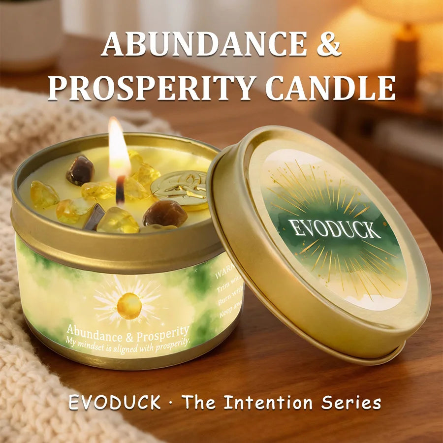 Patchouli Cinnamon Crystal Scented Candle Abundance Prosperity Aromatherapy Candle Manifestation Room Decor Gift For Her 3oz Tin