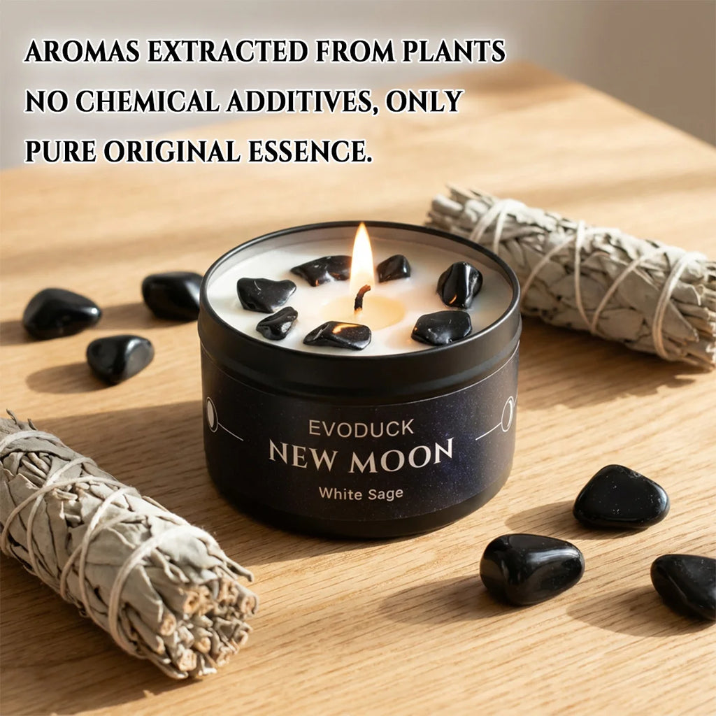 New Moon Manifestation Candle — White Sage & Law of Attraction