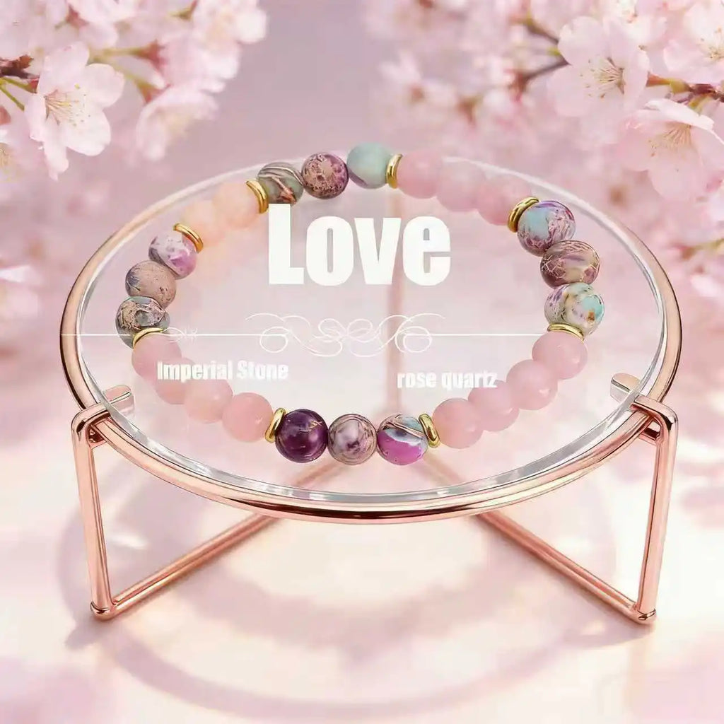 Rose Quartz & Jasper Beaded Bracelet — Love & Friendship Stack