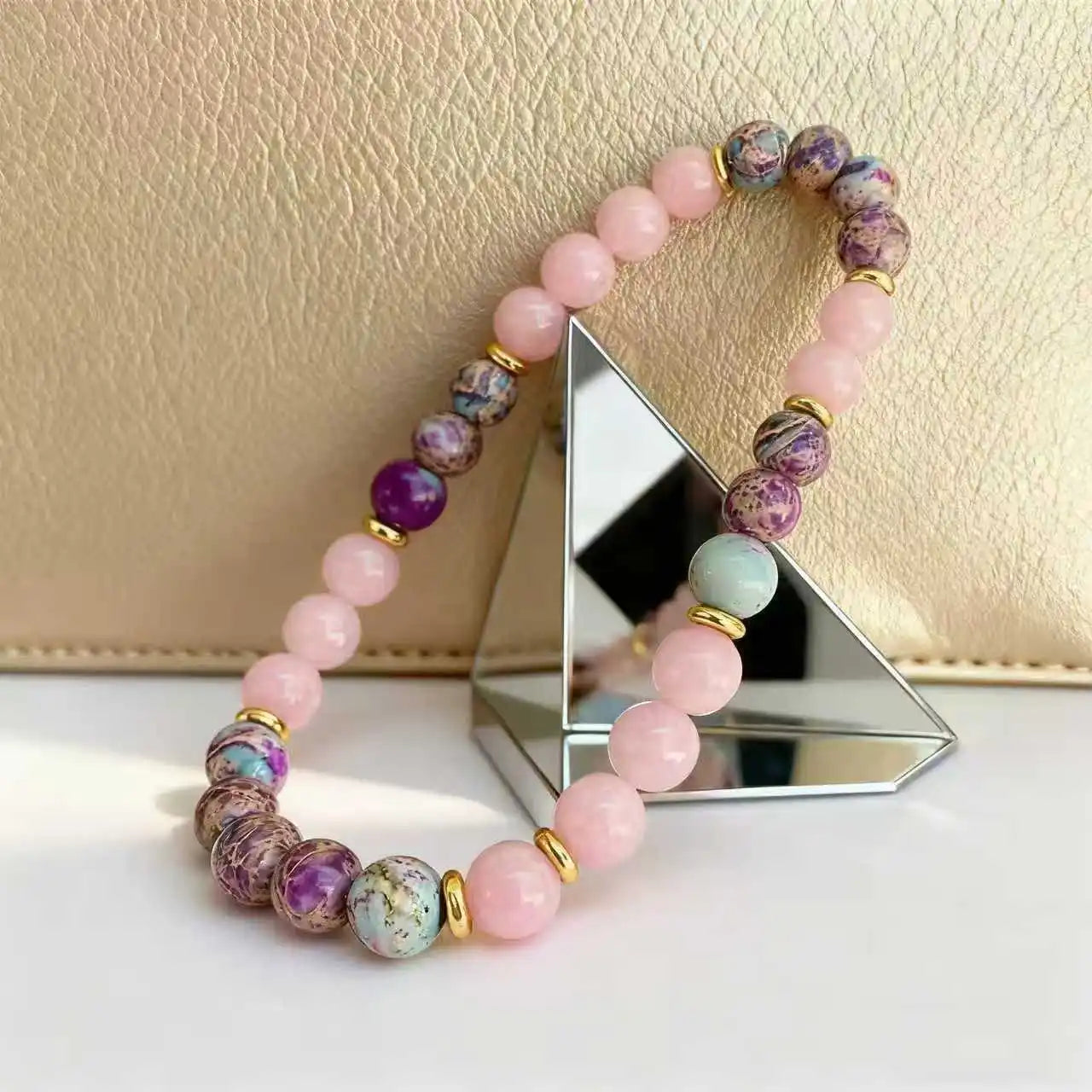 Rose Quartz & Jasper Beaded Bracelet — Love & Friendship Stack