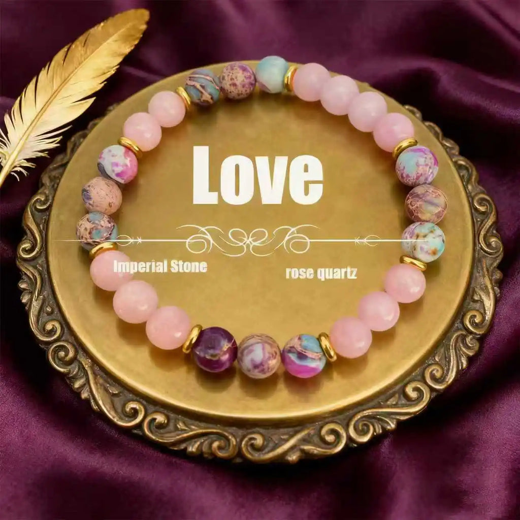 Rose Quartz & Jasper Beaded Bracelet — Love & Friendship Stack