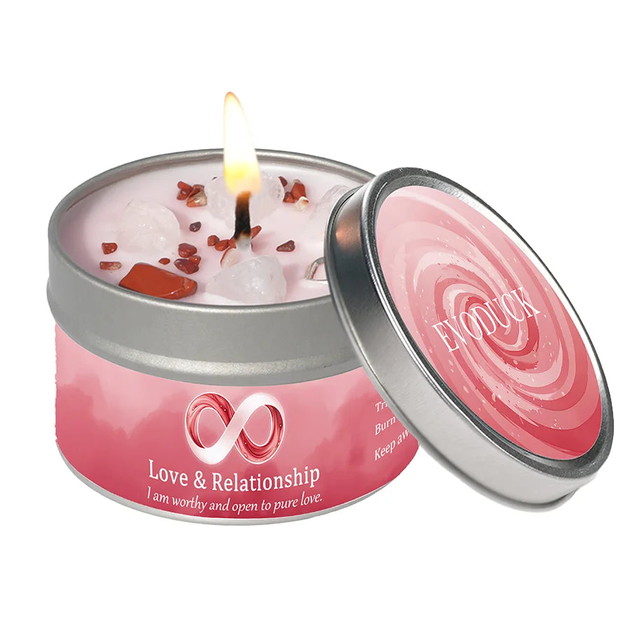 Cinnamon & Sandalwood Goal-Setting Candle — Crystal Meditation Candle