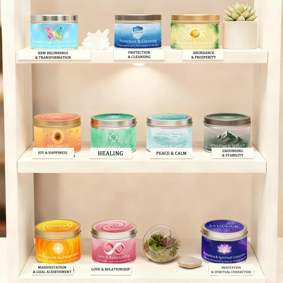 Cinnamon & Sandalwood Goal-Setting Candle — Crystal Meditation Candle