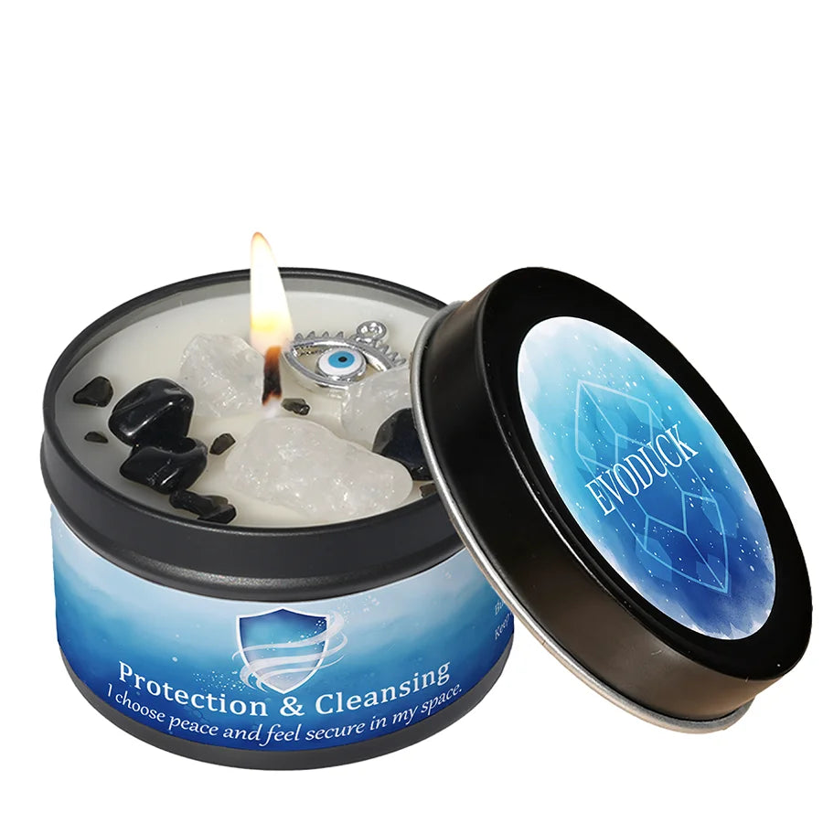 Cinnamon & Sandalwood Goal-Setting Candle — Crystal Meditation Candle