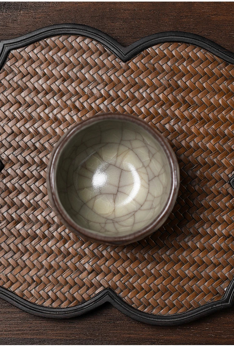 Handmade Ice Crack Porcelain Tea Cup — Wabi-Sabi Ceramic Gongfu Cup