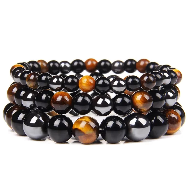 Obsidian & Tiger Eye Protection Bracelet — Grounding Energy Stack