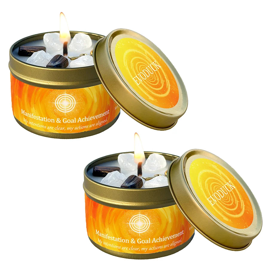 Cinnamon & Sandalwood Goal-Setting Candle — Crystal Meditation Candle