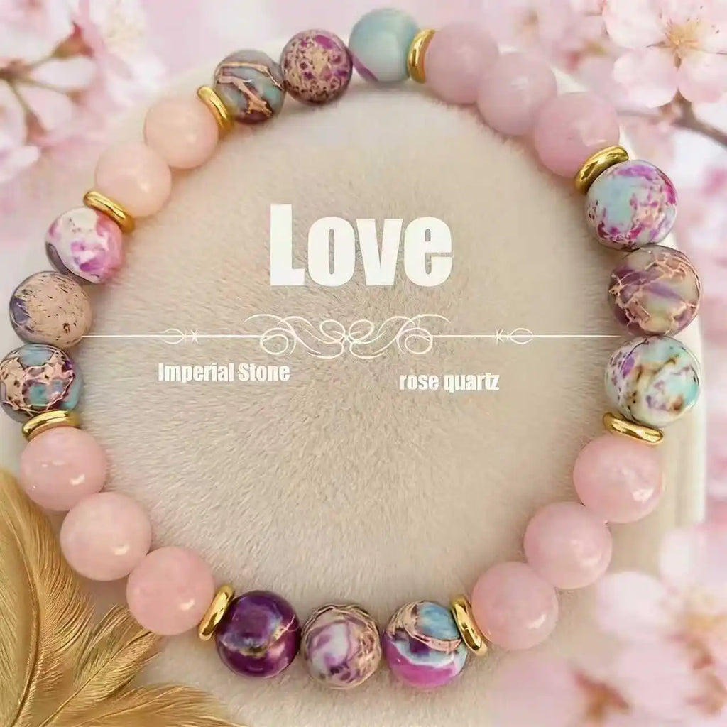 Rose Quartz & Jasper Beaded Bracelet — Love & Friendship Stack