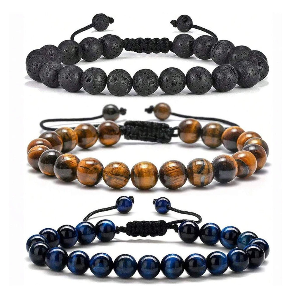 Tiger Eye & Lava Rock Bracelet — Strength & Protection Set
