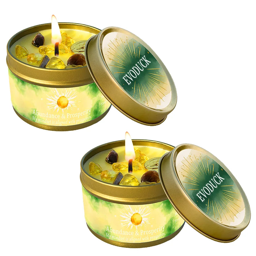Patchouli Cinnamon Crystal Scented Candle Abundance Prosperity Aromatherapy Candle Manifestation Room Decor Gift For Her 3oz Tin