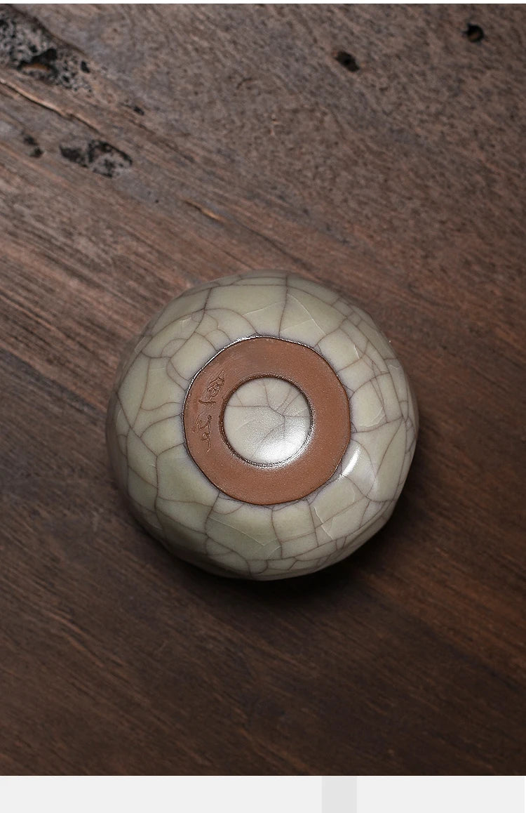 Handmade Ice Crack Porcelain Tea Cup — Wabi-Sabi Ceramic Gongfu Cup