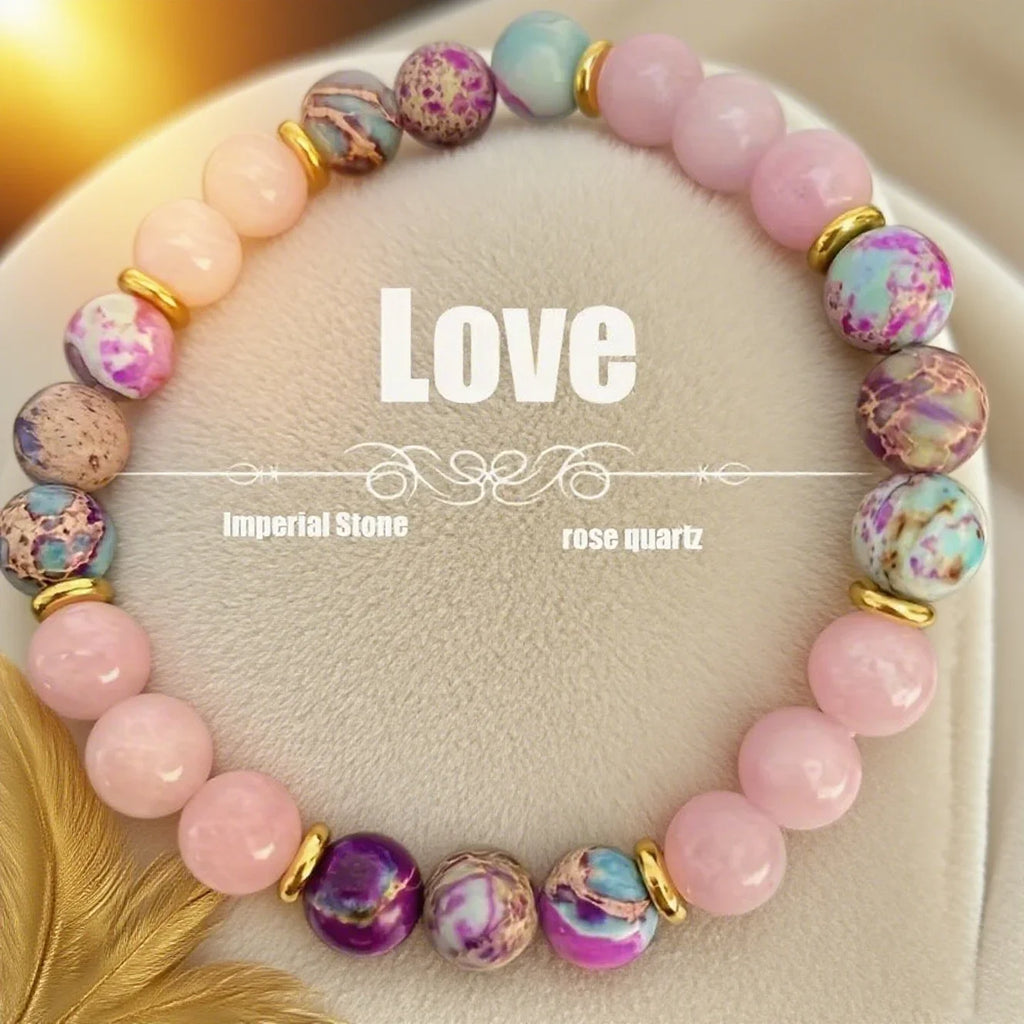 Rose Quartz & Jasper Beaded Bracelet — Love & Friendship Stack