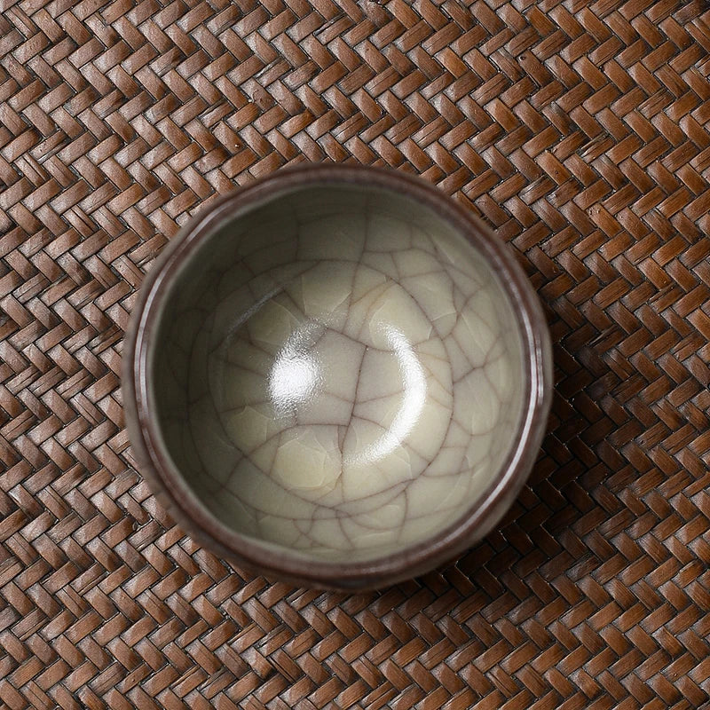 Handmade Ice Crack Porcelain Tea Cup — Wabi-Sabi Ceramic Gongfu Cup