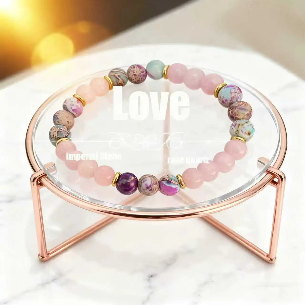 Rose Quartz & Jasper Beaded Bracelet — Love & Friendship Stack