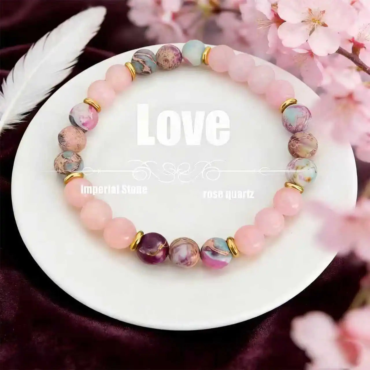 Rose Quartz & Jasper Beaded Bracelet — Love & Friendship Stack