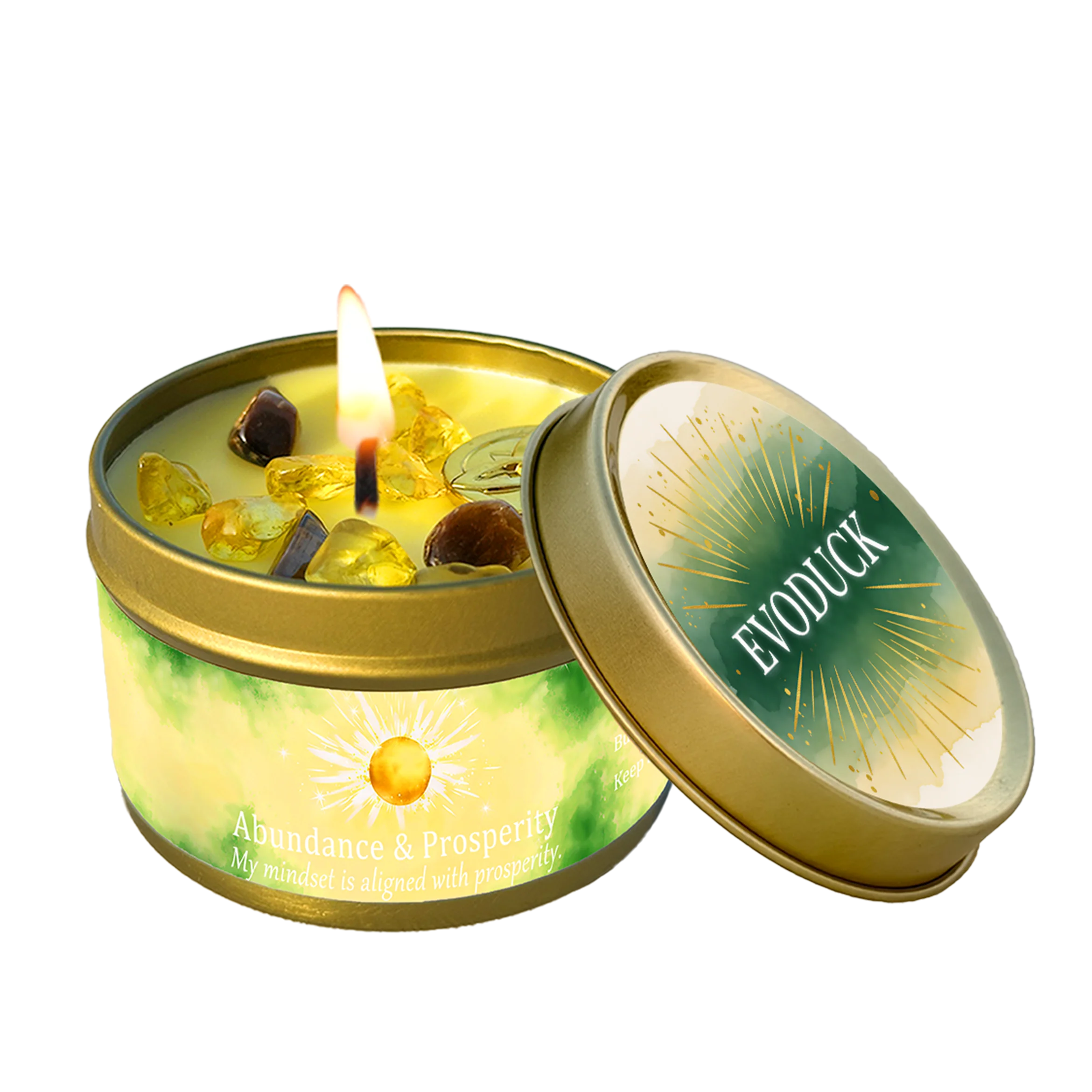 Cinnamon & Sandalwood Goal-Setting Candle — Crystal Meditation Candle