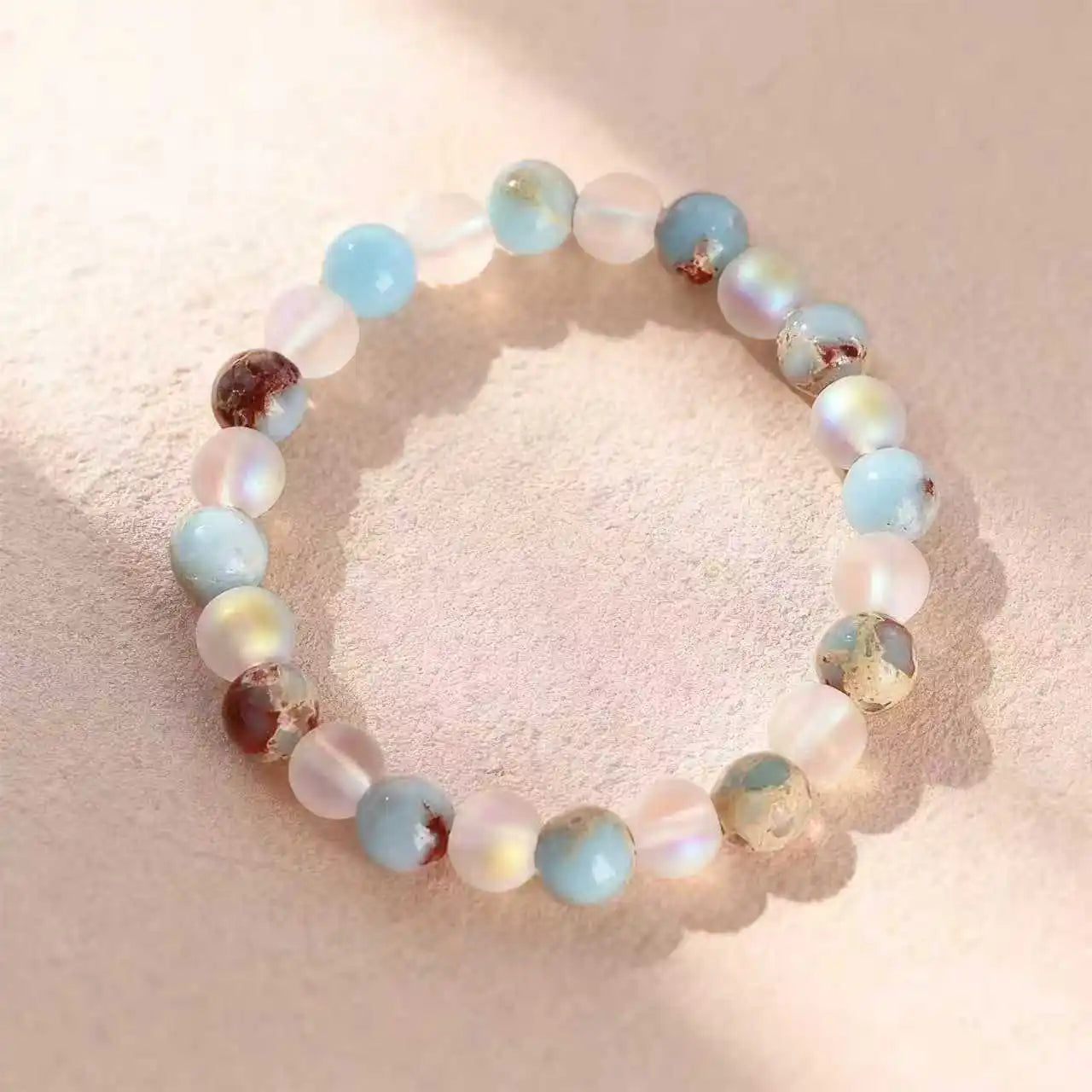 Halo Quartz & Ocean Stone Bracelet — Clarity & Calm Stack