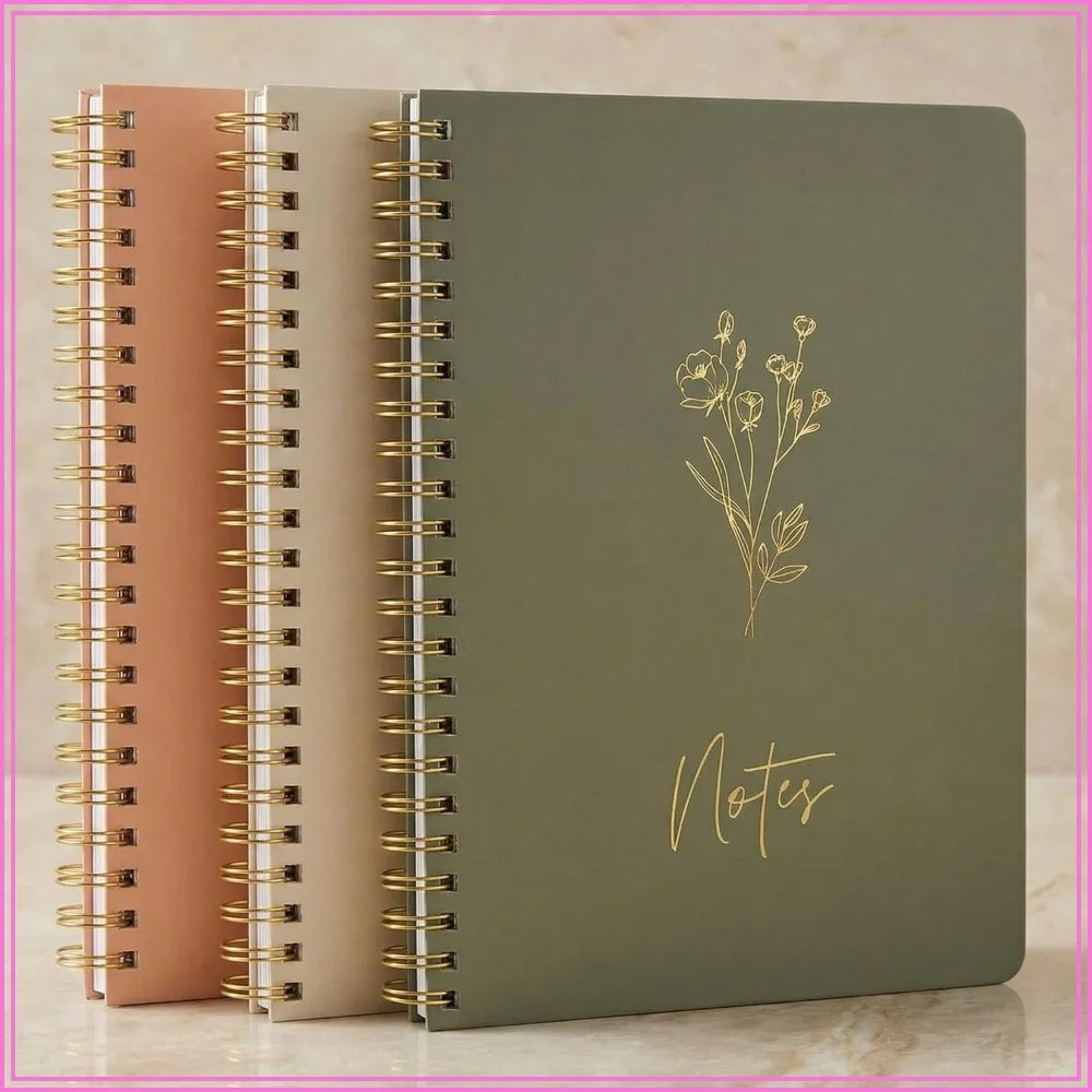 Manifestation Journal Set — 3 Aesthetic Spiral Notebooks for Intentions & Growth