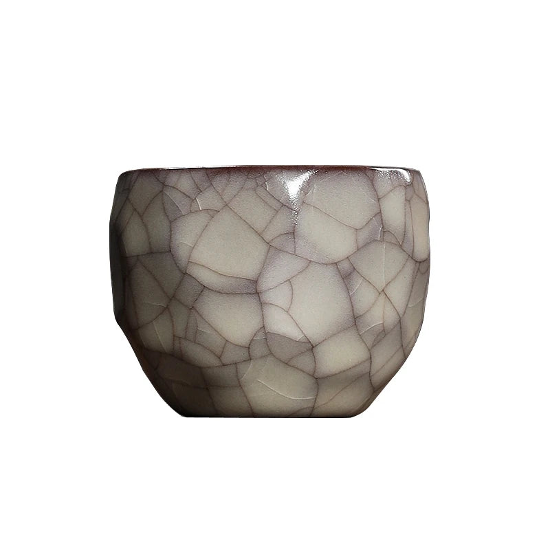 Handmade Ice Crack Porcelain Tea Cup — Wabi-Sabi Ceramic Gongfu Cup