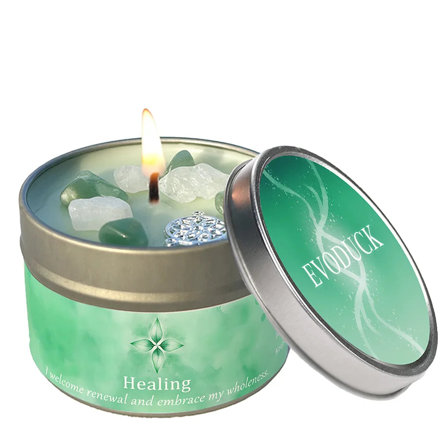 Cinnamon & Sandalwood Goal-Setting Candle — Crystal Meditation Candle