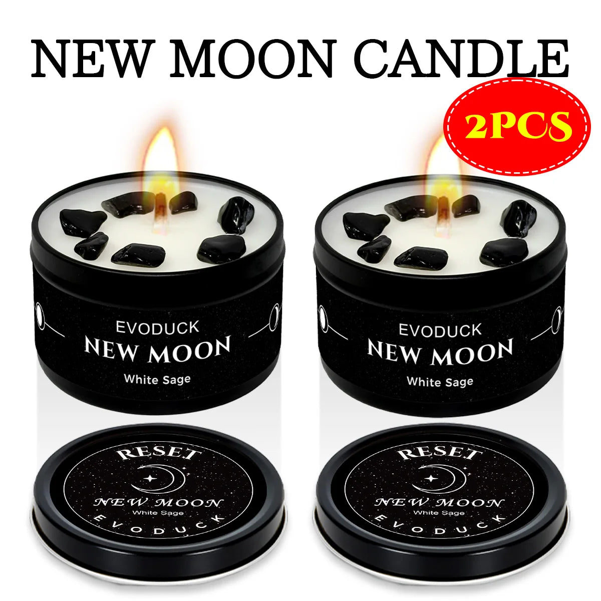 New Moon Manifestation Candle — White Sage & Law of Attraction