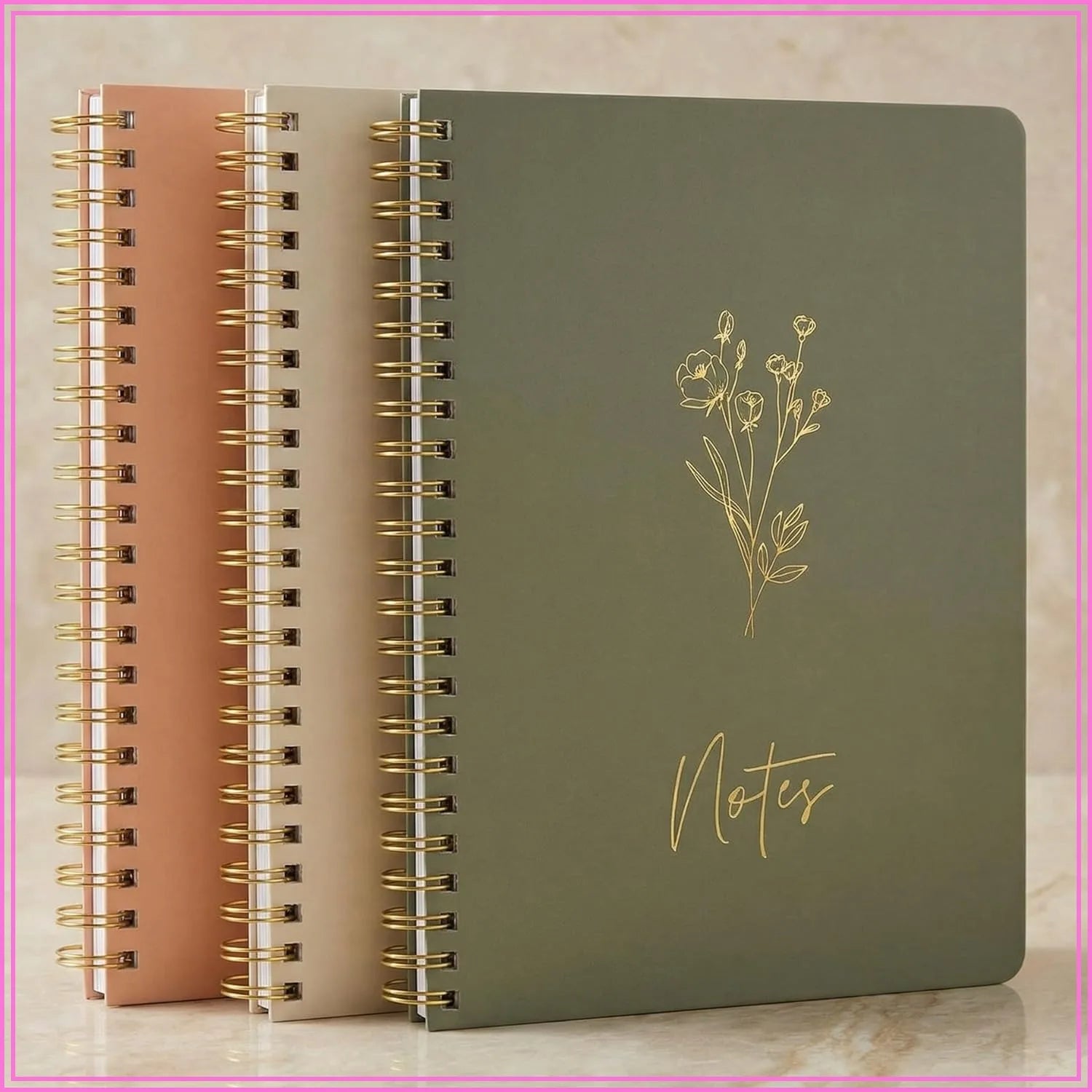 Manifestation Journal Set — 3 Aesthetic Spiral Notebooks for Intentions & Growth