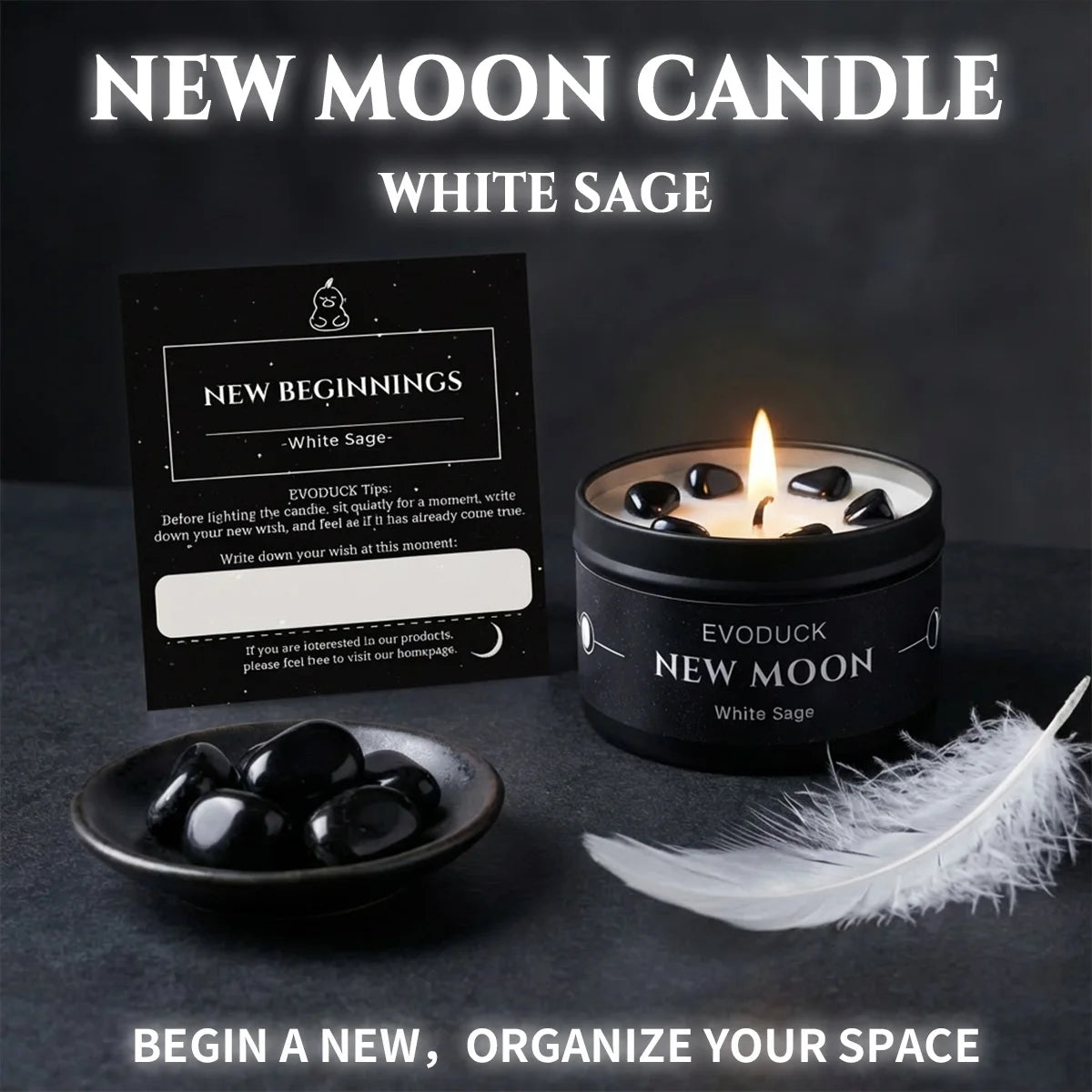 New Moon Manifestation Candle — White Sage & Law of Attraction