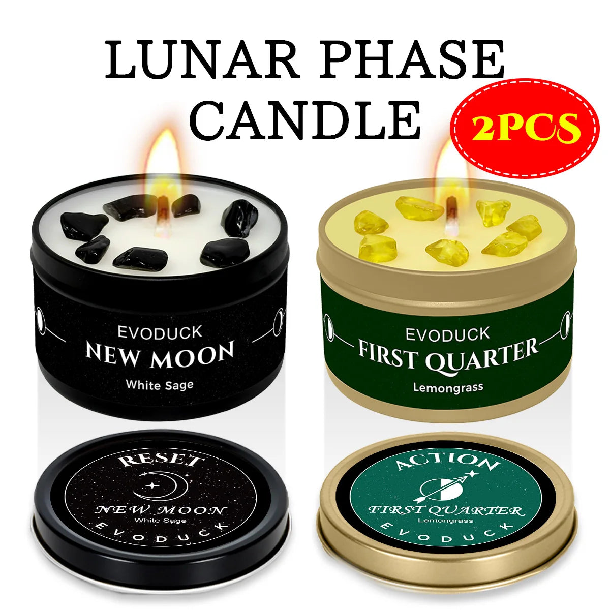 New Moon Manifestation Candle — White Sage & Law of Attraction