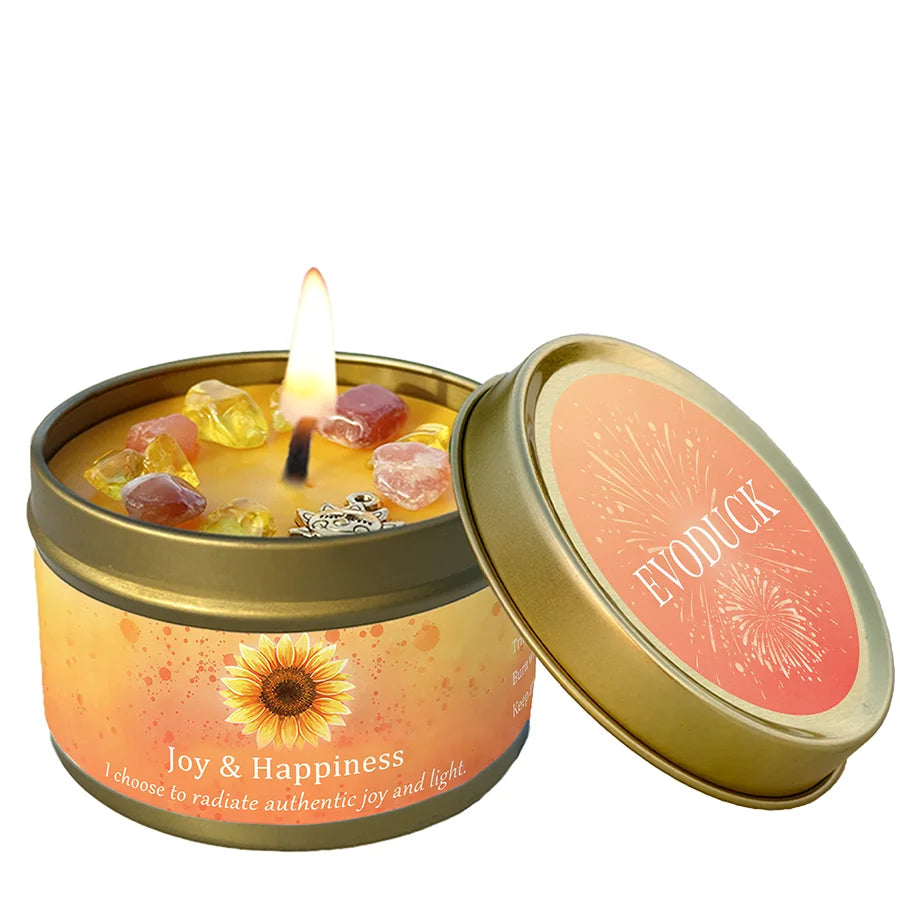 Cinnamon & Sandalwood Goal-Setting Candle — Crystal Meditation Candle