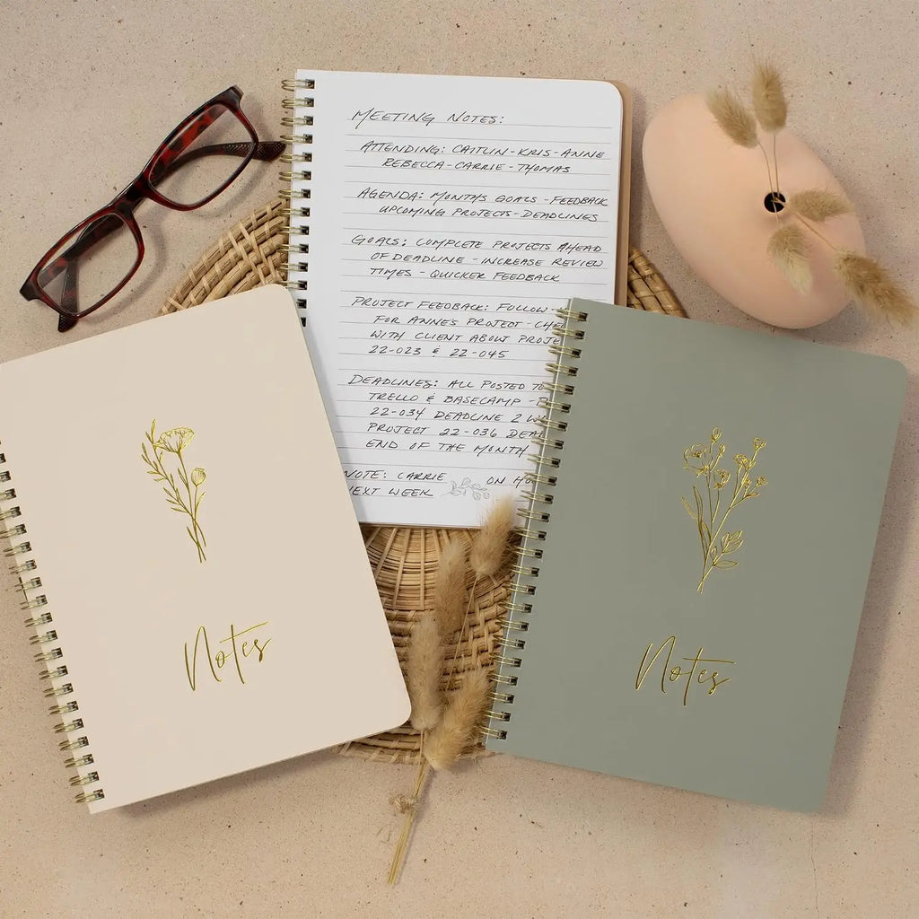 Manifestation Journal Set — 3 Aesthetic Spiral Notebooks for Intentions & Growth