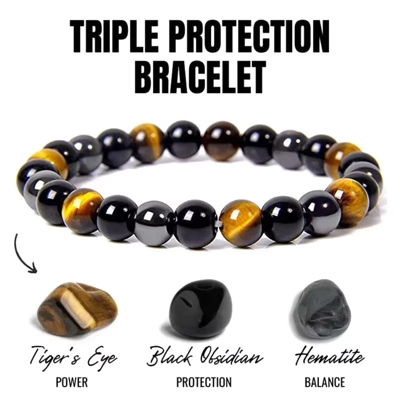 Obsidian & Tiger Eye Protection Bracelet — Grounding Energy Stack