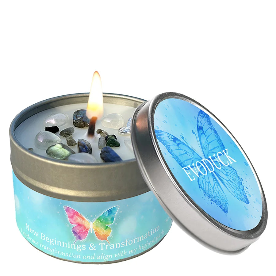 Cinnamon & Sandalwood Goal-Setting Candle — Crystal Meditation Candle