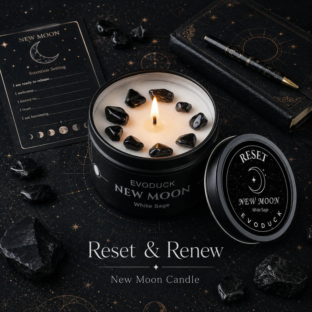 New Moon Manifestation Candle — White Sage & Law of Attraction